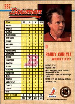 1992-93 Bowman #287 Randy Carlyle Back
