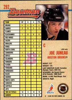 1992-93 Bowman #292 Joe Juneau Back