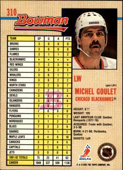 1992-93 Bowman #310 Michel Goulet Back