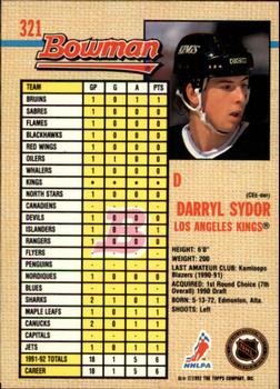 1992-93 Bowman #321 Darryl Sydor Back