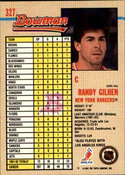 1992-93 Bowman #327 Randy Gilhen Back