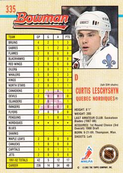 1992-93 Bowman #335 Curtis Leschyshyn Back