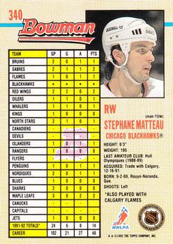 1992-93 Bowman #340 Stephane Matteau Back