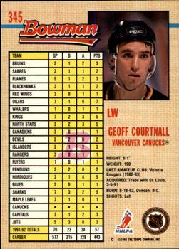 1992-93 Bowman #345 Geoff Courtnall Back