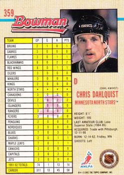 1992-93 Bowman #359 Chris Dahlquist Back