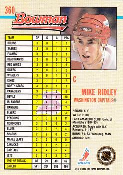 1992-93 Bowman #360 Mike Ridley Back