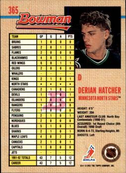 1992-93 Bowman #365 Derian Hatcher Back