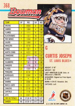 1992-93 Bowman #368 Curtis Joseph Back
