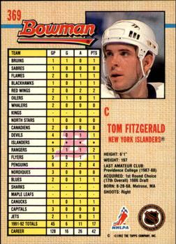 1992-93 Bowman #369 Tom Fitzgerald Back