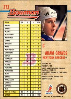 1992-93 Bowman #373 Adam Graves Back