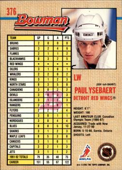 1992-93 Bowman #376 Paul Ysebaert Back