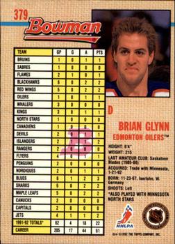 1992-93 Bowman #379 Brian Glynn Back