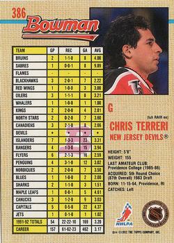 1992-93 Bowman #386 Chris Terreri Back