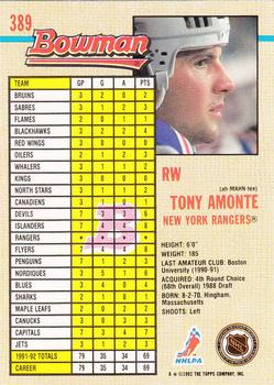 1992-93 Bowman #389 Tony Amonte Back