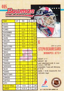 1992-93 Bowman #405 Steph Beauregard Back