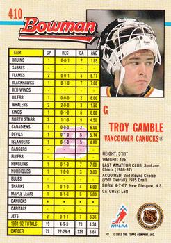 1992-93 Bowman #410 Troy Gamble Back