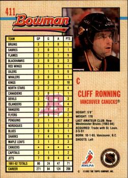 1992-93 Bowman #411 Cliff Ronning Back