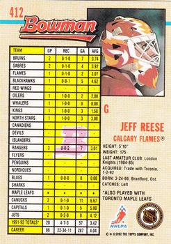 1992-93 Bowman #412 Jeff Reese Back