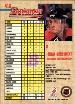 1992-93 Bowman #418 Bryan Marchment Back