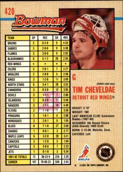 1992-93 Bowman #420 Tim Cheveldae Back