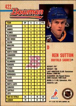 1992-93 Bowman #422 Ken Sutton Back