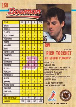 1992-93 Bowman #159 Rick Tocchet Back