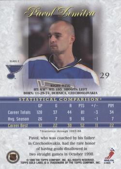 1998-99 Topps Gold Label - Class 2 #29 Pavol Demitra Back