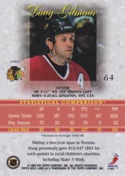 1998-99 Topps Gold Label - Class 2 #64 Doug Gilmour Back