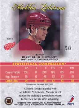 1998-99 Topps Gold Label - Class 2 Red #58 Nicklas Lidstrom Back