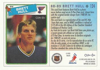 1992-93 O-Pee-Chee #124 Brett Hull Back