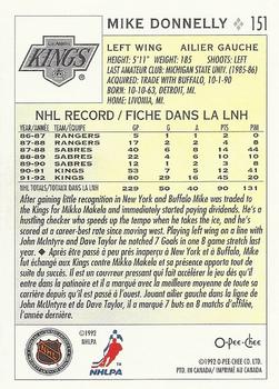 1992-93 O-Pee-Chee #151 Mike Donnelly Back