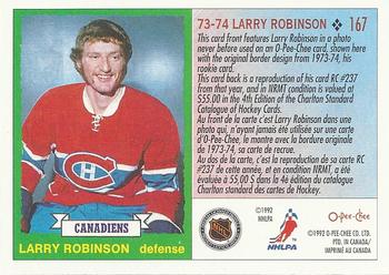 1992-93 O-Pee-Chee #167 Larry Robinson Back