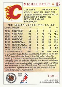 1992-93 O-Pee-Chee #185 Michel Petit Back