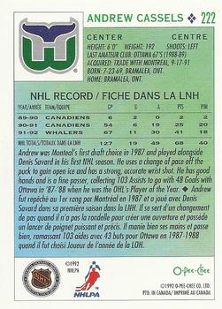 1992-93 O-Pee-Chee #222 Andrew Cassels Back
