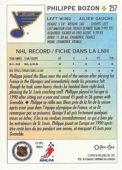 1992-93 O-Pee-Chee #257 Philippe Bozon Back