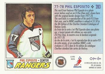 1992-93 O-Pee-Chee #283 Phil Esposito Back