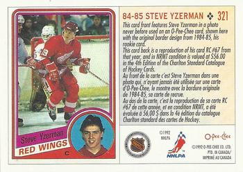 1992-93 O-Pee-Chee #321 Steve Yzerman Back