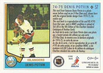1992-93 O-Pee-Chee #57 Denis Potvin Back