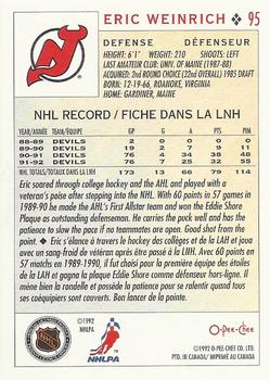 1992-93 O-Pee-Chee #95 Eric Weinrich Back