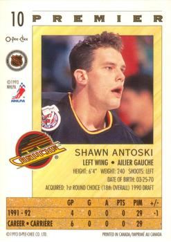 1992-93 O-Pee-Chee Premier #10 Shawn Antoski Back