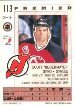1992-93 O-Pee-Chee Premier #113 Scott Niedermayer Back