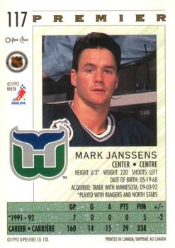 1992-93 O-Pee-Chee Premier #117 Mark Janssens Back