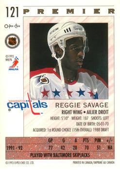 1992-93 O-Pee-Chee Premier #121 Reggie Savage Back