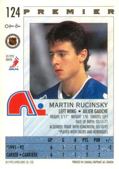 1992-93 O-Pee-Chee Premier #124 Martin Rucinsky Back