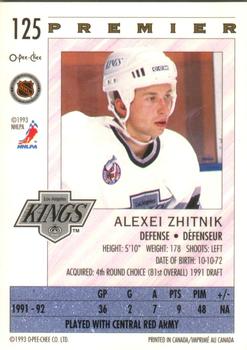 1992-93 O-Pee-Chee Premier #125 Alexei Zhitnik Back