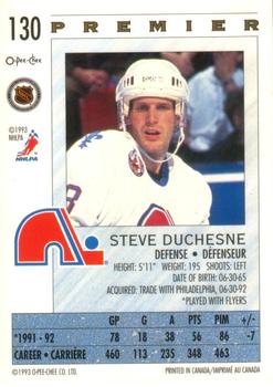 1992-93 O-Pee-Chee Premier #130 Steve Duchesne Back