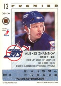 1992-93 O-Pee-Chee Premier #13 Alexei Zhamnov Back