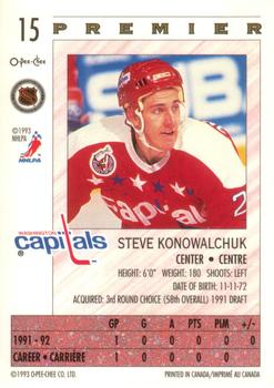 1992-93 O-Pee-Chee Premier #15 Steve Konowalchuk Back