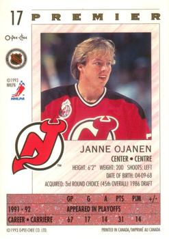 1992-93 O-Pee-Chee Premier #17 Janne Ojanen Back