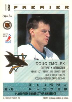 1992-93 O-Pee-Chee Premier #18 Doug Zmolek Back